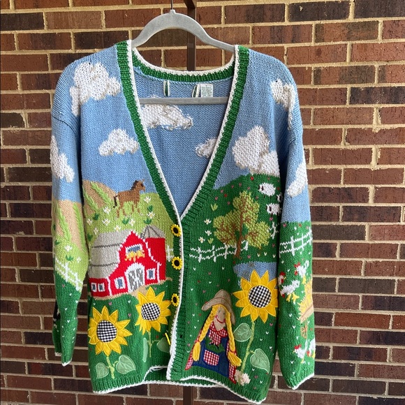 Sweaters - VintageColorful Farm Scene Women's Sweater